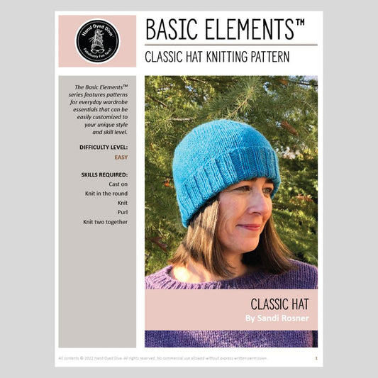 Basic Elements™ Classic Hat Knitting Pattern-Hand Dyed Diva-Cheers To Ewe!