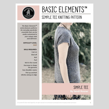 Basic Elements™ Simple Tee Knitting Pattern-Hand Dyed Diva-Cheers To Ewe!
