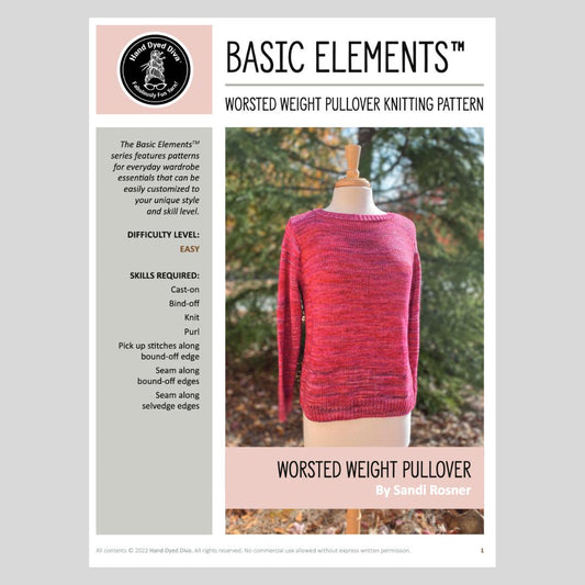 Basic Elements™ Sweater Knitting Pattern - WORSTED-Hand Dyed Diva-Cheers To Ewe!